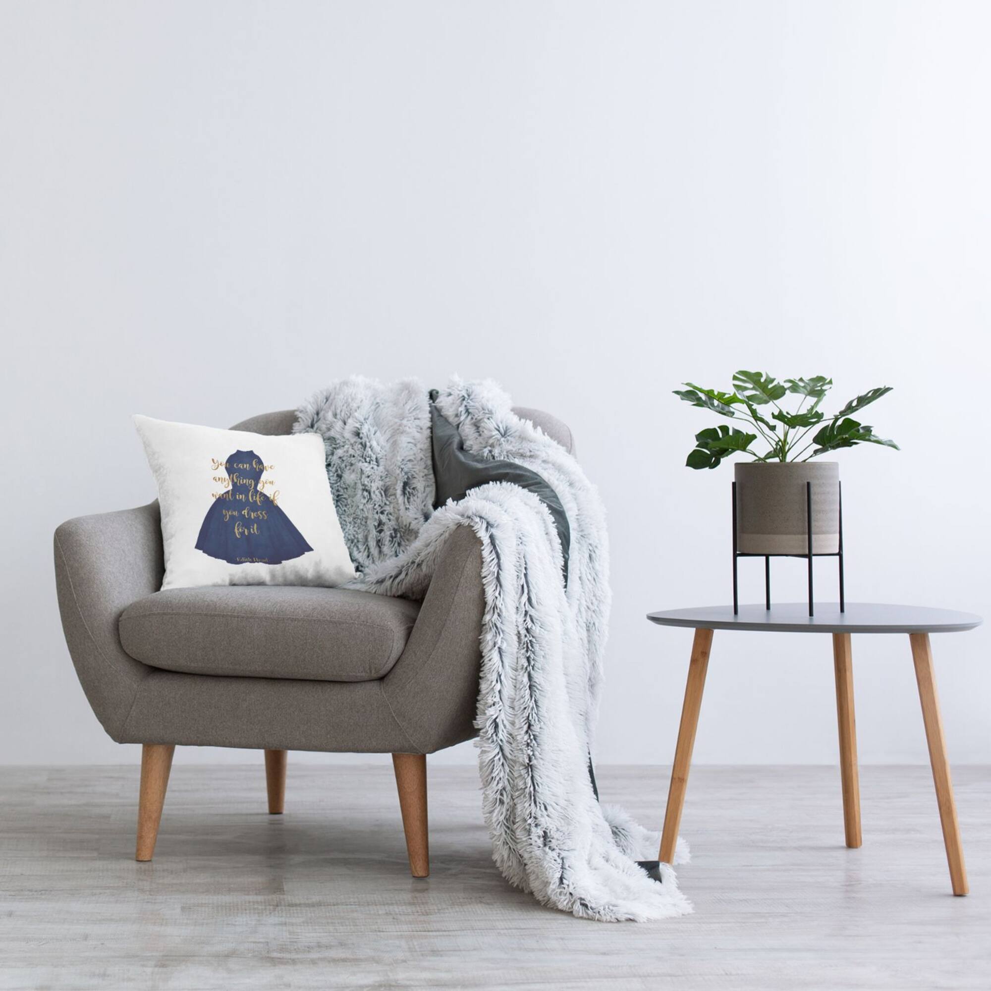 Stupell Industries If You Dress For It Navy Blue Fashion Gown Throw Pillow, 18" x 18"